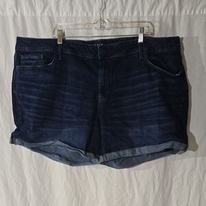 a.n.a Mid-Rise Deep Indigo Jean Shorts